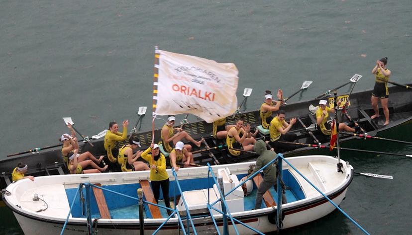 Orio y Bermeo Urdaibai repiten victoria en la tercera Bandera Orialki tras imponerse en el XXIX Descenso de Traineras del Oria